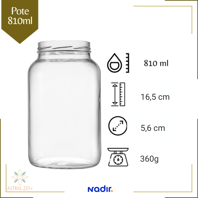 Pote de Vidro 810ml Com Tampa P/ Doces Bolos Geleias Conservas Lembranças + 3 Opções de Quantidades