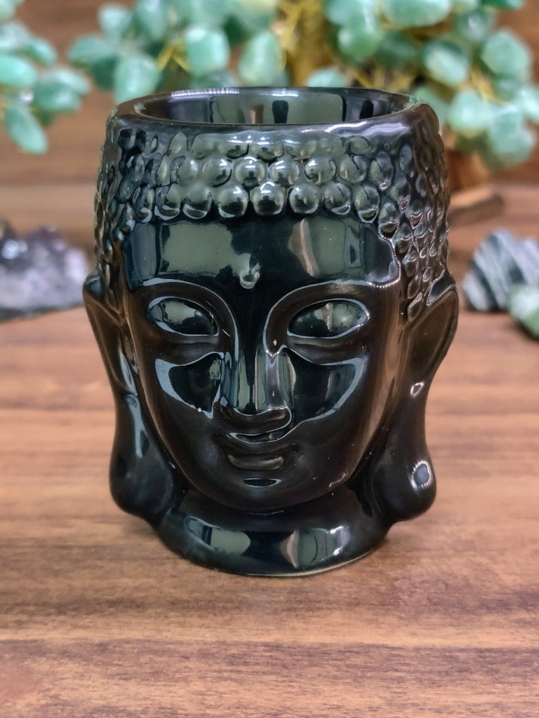 Cachepot para Suculentas Cabeça de Buda Preto