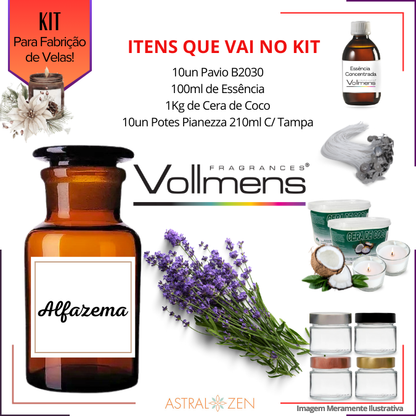 Kit Para Fabricação de Velas Artesanais 10un Potes 210ml 1Kg de Cera de Coco 10un Pavio B2030 100ml de Essência