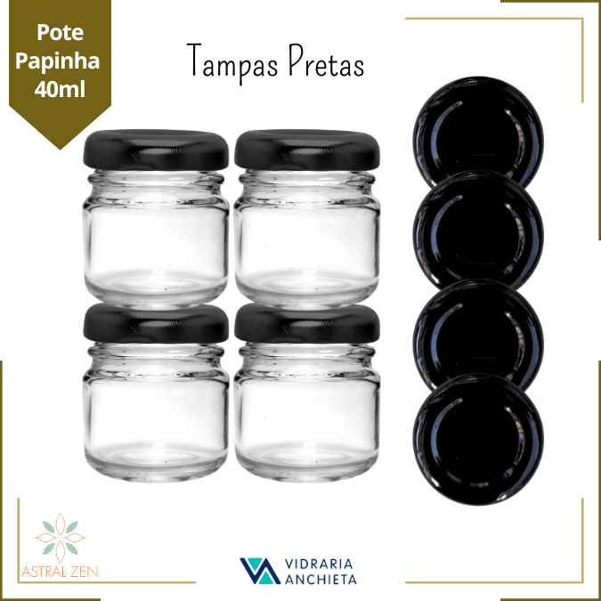 Pote de Vidro Papinha 40ml Doces  Bolos Geleias Lembranças Com Tampa De Metal - 30 Unds