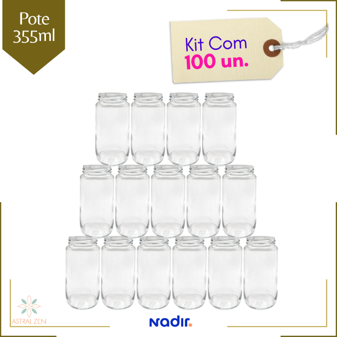 Pote de Vidro 355ml Sem Tampa P/Doces  Bolos Geleias Lembranças +3 Opções de Quantidades