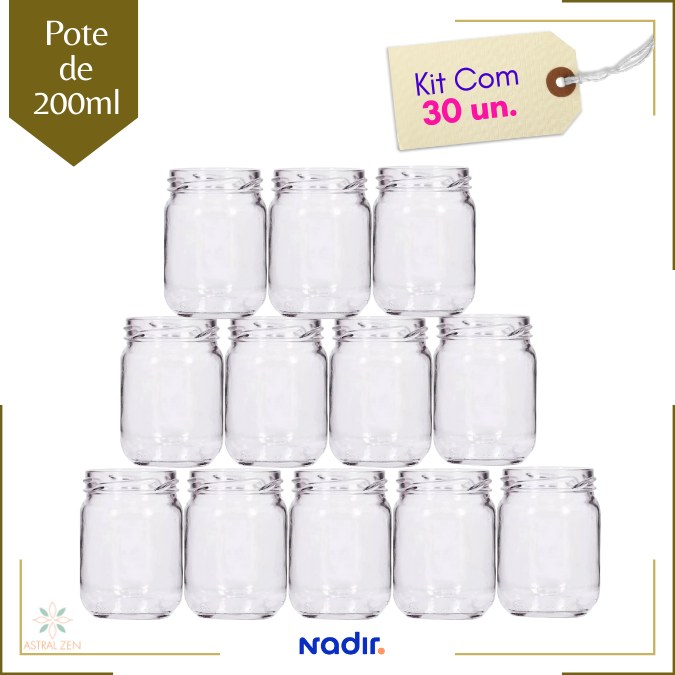 Pote de Vidro 200ml Sem Tampa P/ Doces Bolos Geleias Conservas Lembranças + 3 Opções de Quantidades