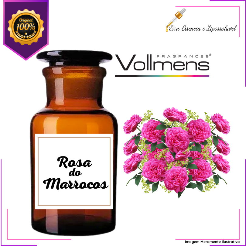 Essência Concentrada Rosa do Marrocos Vollmens Para Aromatizador - Velas - Sabonetes - Perfumes