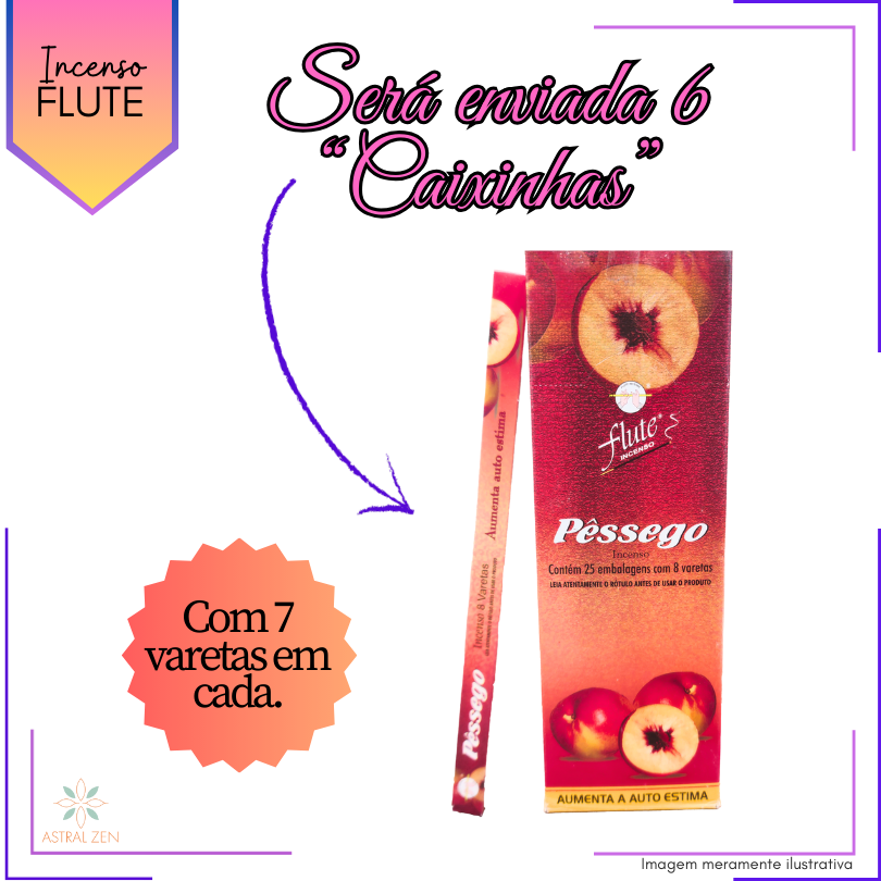 Incenso Flute Pêssego - Kit com 6 Iguais ou Variados