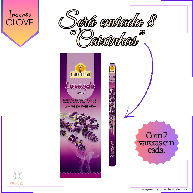 Incenso Clove Brand Lavanda - Kit com 8 Iguais ou Variados