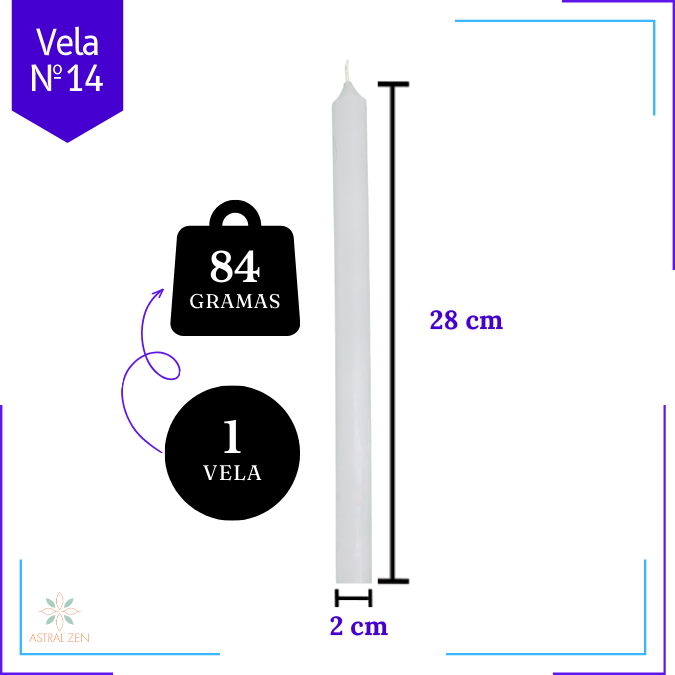 Velas Brancas Palito 100% Parafina Pura 12 Horas Com Valor de Atacado Nº14 - (28 x 2 cm.)