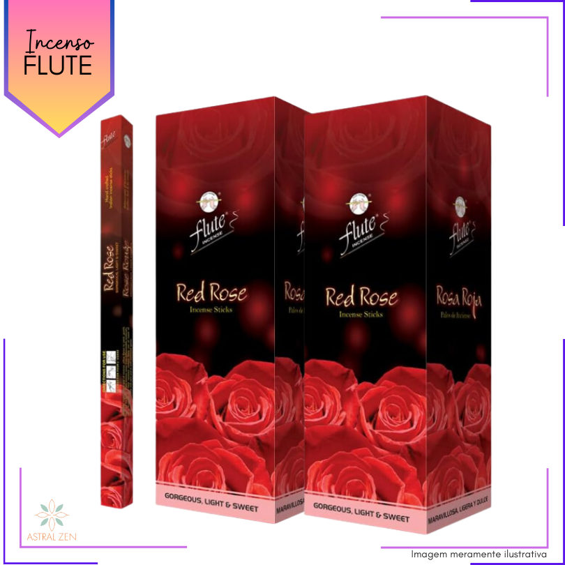 Incenso Flute Rosa Vermelha - Kit com 6 Iguais ou Variados