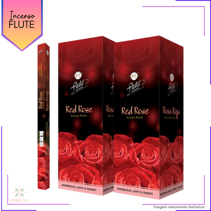 Incenso Flute Rosa Vermelha - Kit com 6 Iguais ou Variados