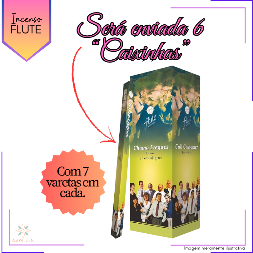 Incenso Flute Chama Freguês - Kit com 6 Iguais ou Variados