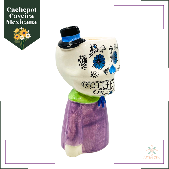 Vaso Para Suculenta Cachepot Monge Decorativo Caveira Mexicana