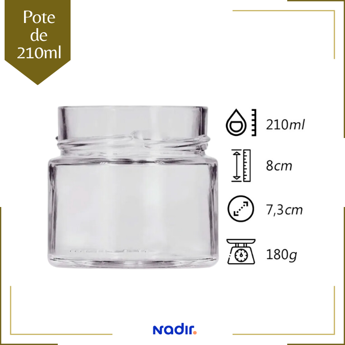 Pote de Vidro La Pianezza 210ml Para Doces Geleias Velas Sem Tampa Perfil Largo - 10un