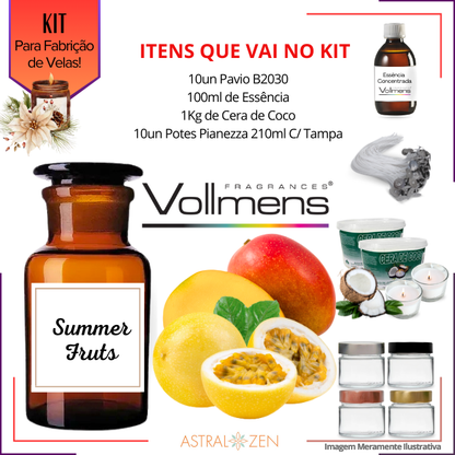 Kit Para Fabricação de Velas Artesanais 10un Potes 210ml 1Kg de Cera de Coco 10un Pavio B2030 100ml de Essência