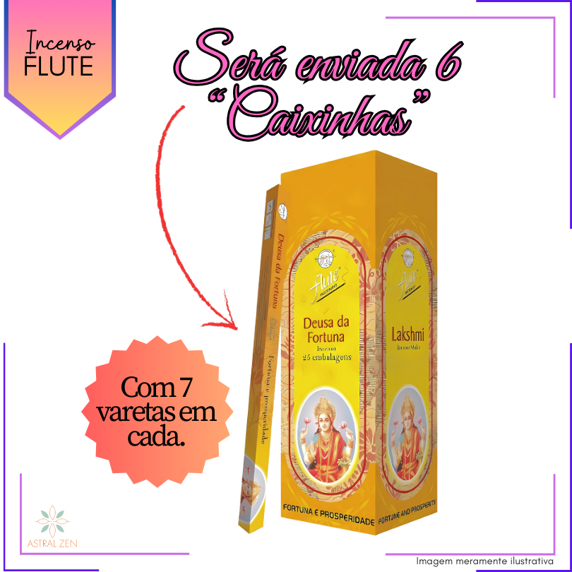 Incenso Flute Deusa da Fortuna - Kit com 6 Iguais ou Variados