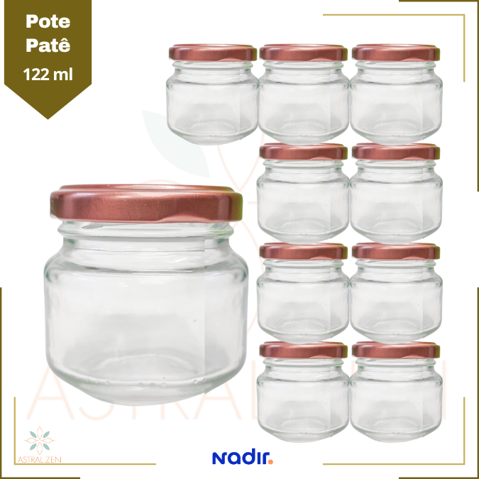 Pote de Vidro Patê 122ml Doces  Bolos Geleias Lembranças Com Tampas Metálicas - 30unds