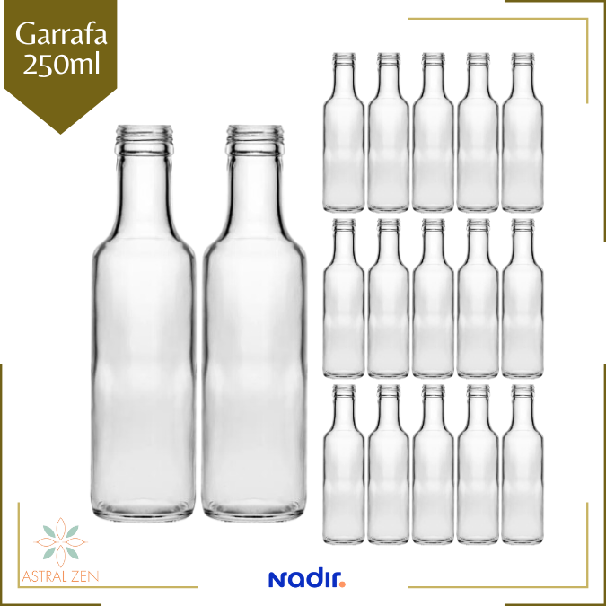 Garrafa de Vidro Para Azeite, Conservas, Suco, Chás, Molhos e Bebidas 250ml  Sem Tampa