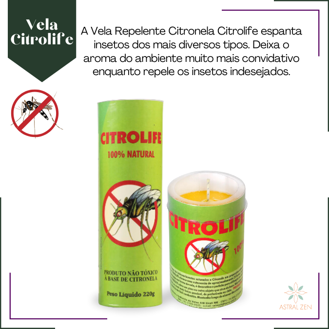 Vela de Citronela Citrolife Repelente Contra Mosquitos e Insetos 100% Natural