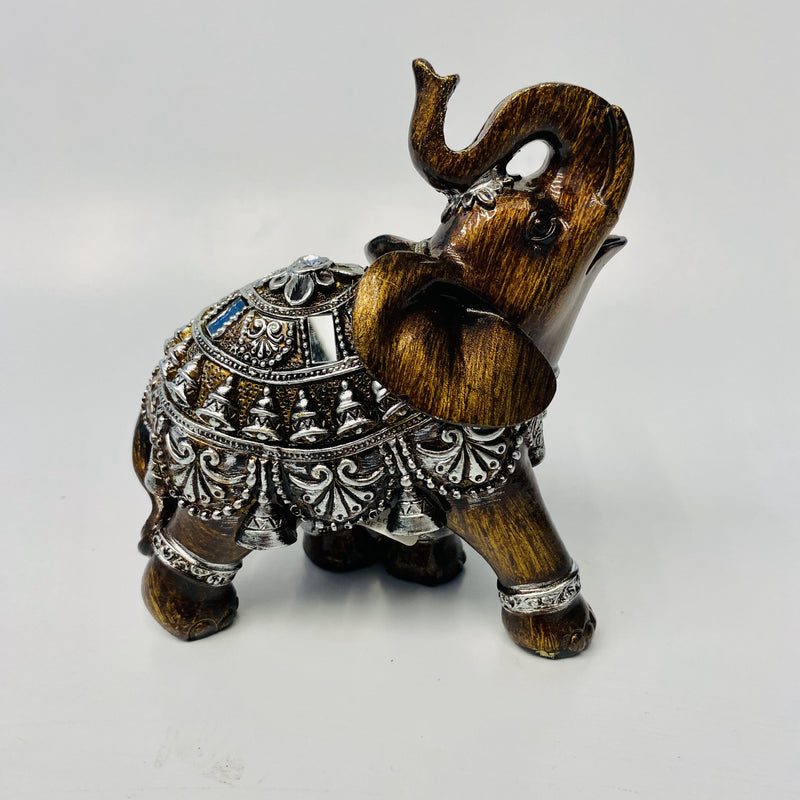 Elefante em Resina Detalhe Prata 13 cm