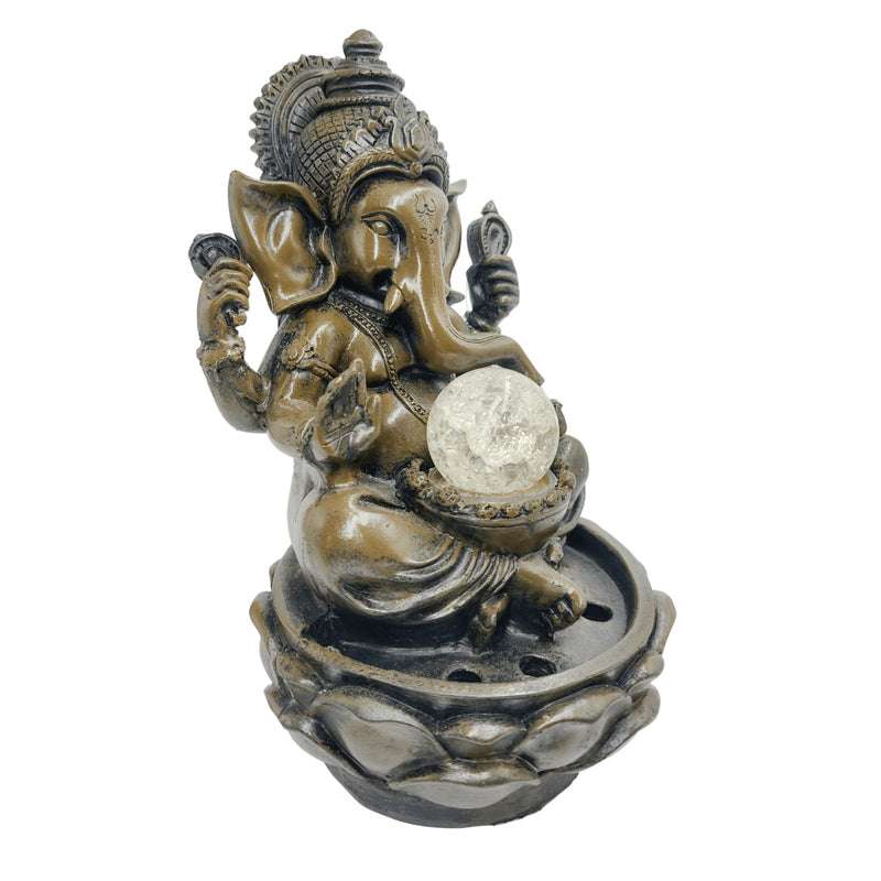 Fonte Esotérica Decorativa Ganesha Com Bola Giratória