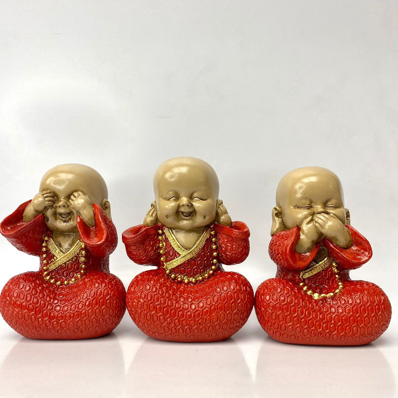 Trio Buda da Sabedoria Com Colar 12 cm