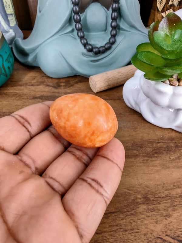 Esfera Oval De Calcita Laranja