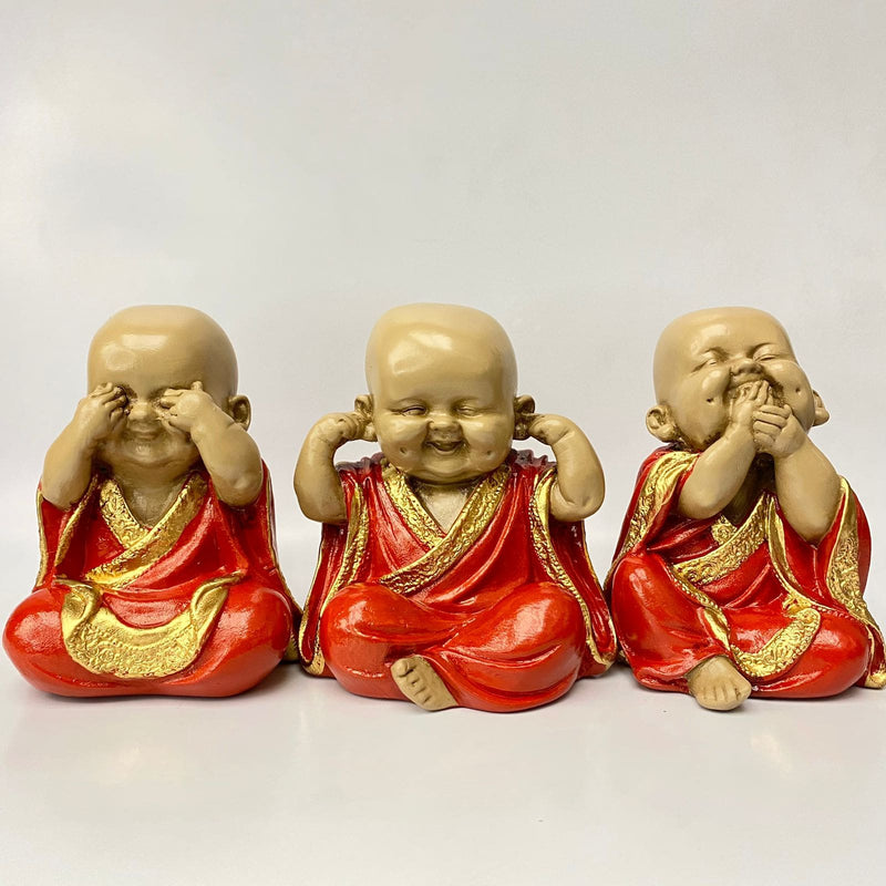 Trio Buda da Sabedoria 14 cm