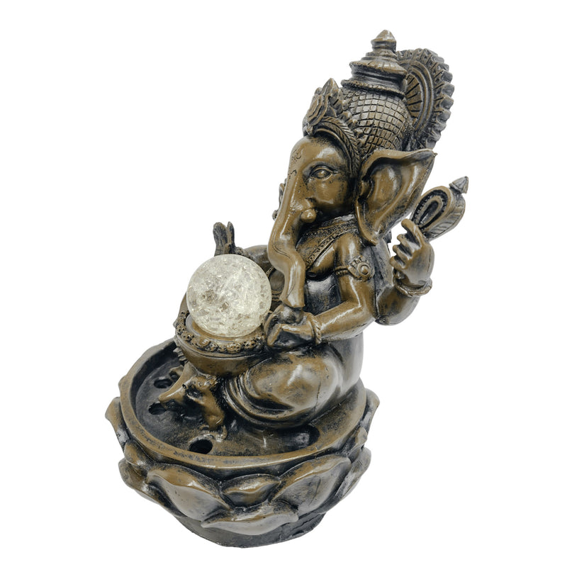 Fonte Esotérica Decorativa Ganesha Com Bola Giratória