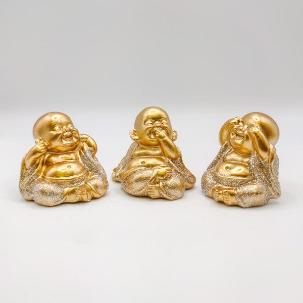 Trio Mini Buda da Sabedoria Dourado