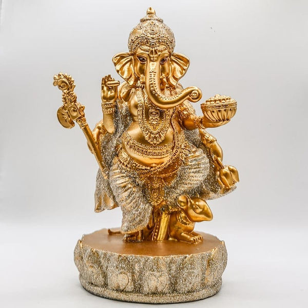 Ganesha Dançando Dourado Shine