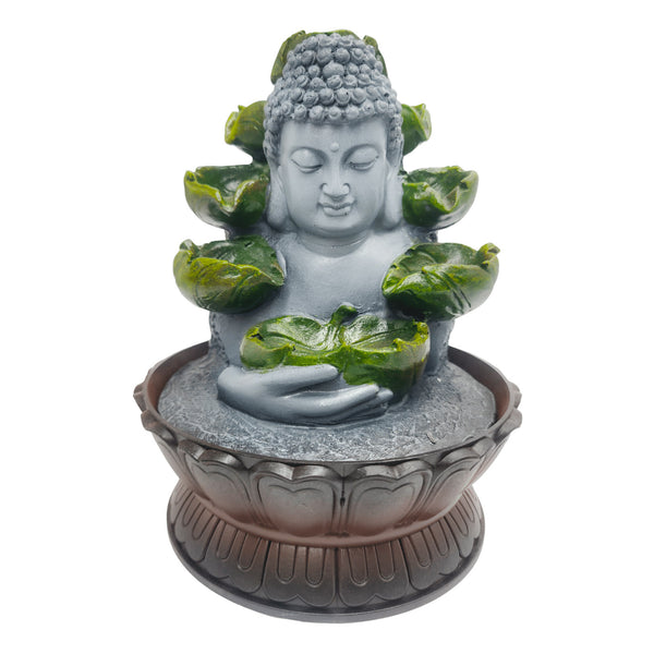 Fonte Esotérica Decorativa Com Bola Giratória Folhas Verdes - Buda