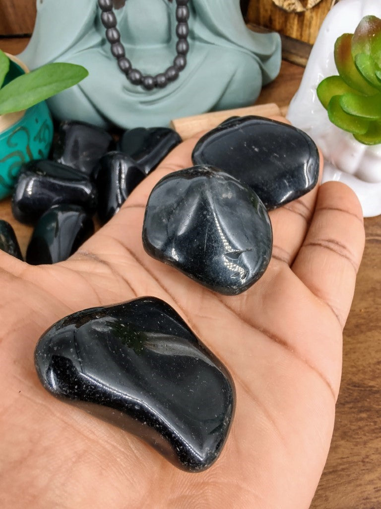 Pedra Obsidiana Rolada - Kit Com 2 Unidades