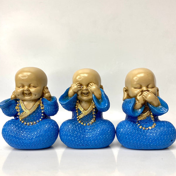 Trio Buda da Sabedoria Com Colar 12 cm