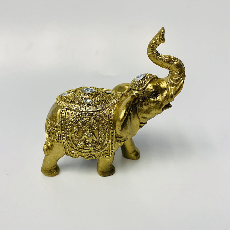 Elefante Dourado com Pedrinhas 13 cm